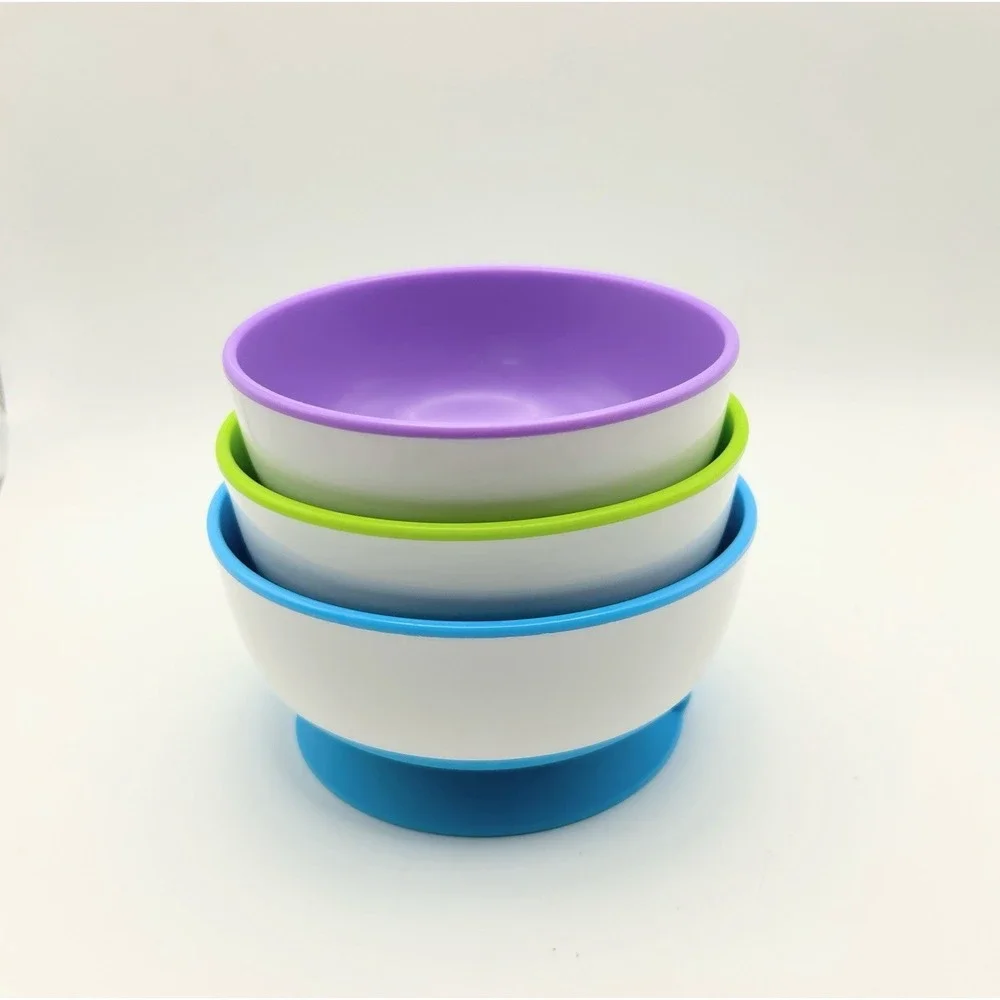 Munchkin Stay Put Suction Bowls for Baby and Toddler, 3 Pack, Blue/Green/Pur...
